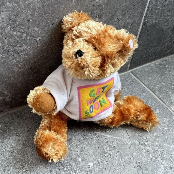 Dan Dee Get Well Soon Teddy Bear Sick Feel Better Tan Gold Plush Stuffed‎ Animal - Picture 1 of 6